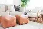 Set of 2 Square Moroccan Leather Ottoman Pouf Footstool Pouffe Moroccan Pouf