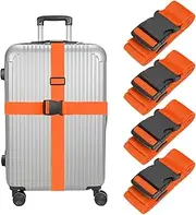 uxcell Luggage Straps with Quick-Release Buckle Adjustable Suitcase Belt Strap for Suitcase Briefcase Backpack Travel, Orange-Red, Pack of 4