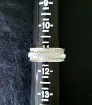 NEW 11 ARTISAN 925 STERLING 9mm WIDE RIBBED GEOMETRIC SPINNER BAND RING UNISEX