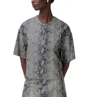 Allsaints Renai Snake Print Leather Tee