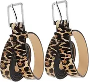 [TOKIDNY] 2pcs Women Vintage Leopard Print Waist Belts Adjustable Artificial Wide Belt for Jeans and Casual Wear Stylish and Elegant Accessory for Ladies