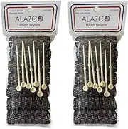 ALAZCO 14 pc Vintage Style Hair Roller Medium BRUSH ROLLERS & PINS Mesh Hair Curlers With Bristles 2.5"x 3/4", with Flexible Locking Pins