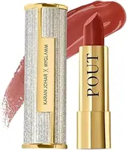 MyGlamm POUT by Karan Johar Tinted Plumping Lipstick | Glossy Lipstick for Women With Petal Glow Finish | Buildable Colour & Shine | Moisturising Formula | Wake Up Pout (Coral Brown Shade) | 3.5g