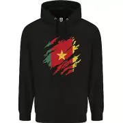 Torn Cameroon Flag Cameroonian Day Football Mens 80% Cotton Hoodie