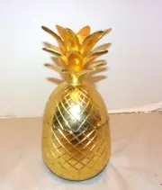 Solid Brass Plated Wecome Pinneapple Canister/Ice Bucket w/Lid: India