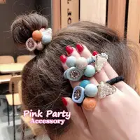 在飛比找蝦皮購物優惠-【PurpleParty】韓國飾品 馬卡龍彩色幾何珍珠髮束 