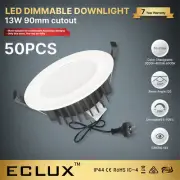 50PCS WHITE FLAT 13W LED DOWNLIGHTS 90MM TRI-COLOR DIMMABLE AU PLUG LED DRIVER