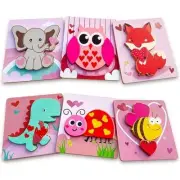 Valentine's Day Toys 6 Pack Wooden Puzzles for Toddlers Valentine's Day Gift ...