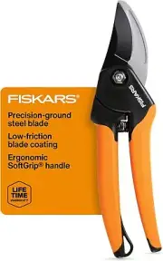 Fiskars Bypass Pruning Shears, 5/8-Inch Cut Capacity SoftGrip Hand Pruner for