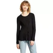 nWT Mossimo Womens Long Sleeve Tie Front Stretch T-Shirt Blouse Shirt Top
