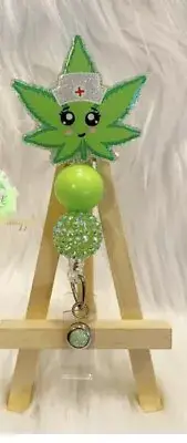 Marijuana Leaf Retractable ID Badge Holder