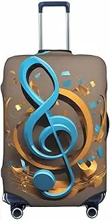 [CADREWY] Music Note Print Travel Suitcase Cover Luggage Protector with Elastic Anti Scratch for Carry On, Black, Small
