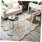 Soft Fluffy Rugs Faux Fur Sheepskin Area Rug for Bedroom Floor Mat Carpet for
