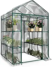 Home-Complete Walk-in Greenhouse- Indoor Outdoor with 8 Sturdy Shelves-Grow Plants, Seedlings, Herbs, or Flowers in Any Season-Gardening Rack by
