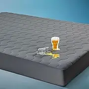 Sonive Mattress Protector 200 x 200, Jersey Quilted Mattress Topper, for Mattress Topper up to 38 cm Mattress Height, with Nanotex, Bed Sheet for Box Spring Bed Topper, Dark Grey