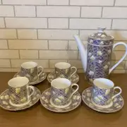 Retro Floral Coffee Pot Cup Saucer