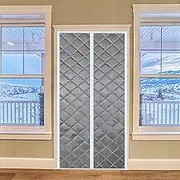 Magnetic Thermal Insulated Door Curtain, 95x245cm with Heavy Duty Waterproof Cotton Curtain Full Size Customizable, for Air Conditioner Room, Heater Room, Living Room, Back Door(Grey)
