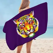 Tough Tiger Head Microfiber Beach Towel