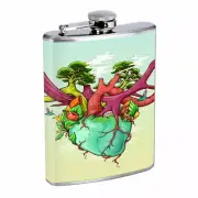 Plant Heart Em1 8oz Stainless Steel Flask Drinking Whiskey Liquor
