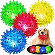 Light Up Squeaky Dog Balls: Led Dog Balls for Aggressive Chewers Large Chew Toys for Teething - Spikey Dog Balls for Small, Medium, Large Dogs