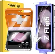 [YWXTW] [ 2023 Upgraded Alignment Tool for Samsung Galaxy Z Flip 5 Screen Protector, 2 Pack Inner Soft EPU + 2 Pack Front Tempered Glass + 2 PCS Metal Camera Lens Protector, Case Friendly