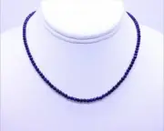 Faceted Lapis Lazuli, AAA Grade Royal Blue Micro-Faceted Round Beaded Necklace,