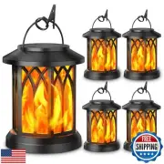 KOOPER 4 Pack Solar Lantern Outdoor Lights, Upgraded Flickering Flame Solar L