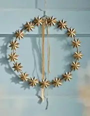 ANTHROPOLOGIE CELESTIAL STARRY CIRCLET IRON WREATH CHRISTMAS GOLD GILDED STAR