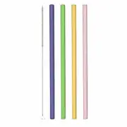 Leonardo glass drinking straws CIAO, 4 pieces + cleaning brush, drinking stra...
