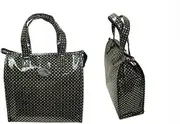 Mondo Designer Ellen Tall Vanity Bag, Black Pattern, Double Handle Tote