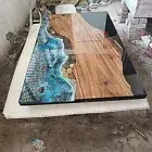 Epoxy & Wood Table, Resin Kitchen Countertop, Resin Desk Top, Epoxy Bar Table