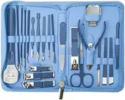 22 Pieces Manicure Set Professional Nail Clippers Pedicure Kit Nail Art Tools Stainless Steel Women Men Grooming Kit for Travel,Blue set