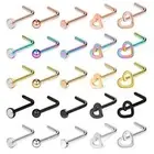 18G 20G 316L Surgical Steel Nose Stud Ring L Shaped with 25PCS - 20G Mix Color