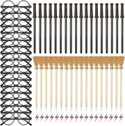 72 PCS Wizard Wand Party Favors for Kids, Wand Pencils, Witch Broom Pencils, Lightning Bolt Tattoos, Round Frame Glasses, Party Decorations Birthday Gifts, Halloween Cosplay Accessories for Teens