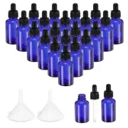 24Pcs 30ml Glass Dropper Bottle with Eye Dropper Funnel Blue