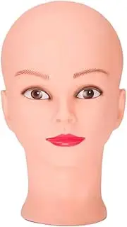 FashionCha Bald Mannequin Head Yesterday Head of Light Cosmetology, with Makeup, as described