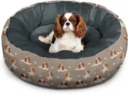 King Charles Dog Calming Beds for Small Dogs - Round Donut Washable Dog Bed 20"