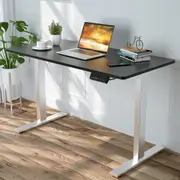 Adjustable Height Electric Standing Desk, Motorised Stand Up Desk Sit Stand Desk 120cm Splice Board, Bright Silver Frame/Black Matte Table Top