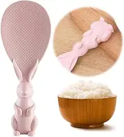 ALINUOYQ Rabbit Shape Rice Paddle Non-Stick Rice Scooper Standing Rice Spatula Bunny Cartoon Rice Serving Spoon Rice Cooker Supplies