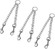 minkissy Dog Double Lead 360 Degree Rotating Metal Buckle 3pcs Traction Rope Pulling Rope for Dog Walking Silver