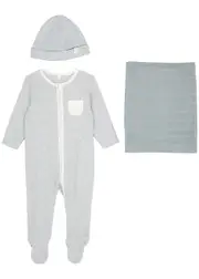 Mori Take Me Home Babygrow and Blanket set - Blue 0/3M