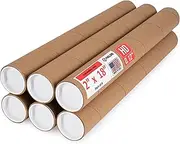 Paclord 2" x 18" Heavy-Duty Reinforced Cardboard Mailing Tube, Pack of 6 Tubes with 12 Caps – Secure USPS Approved – Great for Shipping and Storing of Prints, Artwork, Posters or Documents