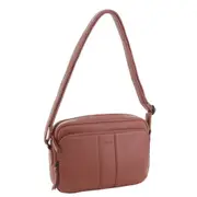 Milleni Women's Multi Zip Leather Shoulder Crossbody Bag 26x20cm Rose