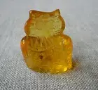 Exclusive Hand Carved Owl Baltic Amber Figurine w Insect GNAT