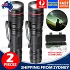 2x 1200000lm LED Flashlight USB Rechargeable Super Bright Torch Lamp Light