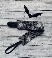 Spooky Wicked Cobwebs Baby Pacifier Clip Glows In The Dark