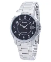 Casio Analog Stainless Steel Date Japan Mov't Quartz MTP-V004D-1B 30M Mens Watch