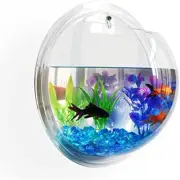 Acrylic Wall Mounted Fish Bowl, Hanging Aquarium Transparent Plastic Bubble Gold