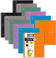 Five Star Spiral Notebooks + Study App, 12 Pack, 1 Subject, Graph Ruled Paper, 8-1/2" x 11", 100 Sheets, Purple, Orange, Green, Blue, Gray, Black (38630)