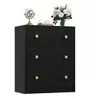 3 Drawer Dresser Nightstand for Bedroom with Drawers, Small Dresser Black